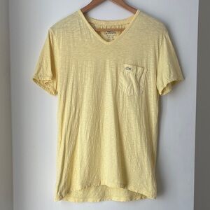 Lacoste Men's Light Yellow V-Neck Tee Shirt T-Shirt Regular Fit Size 3